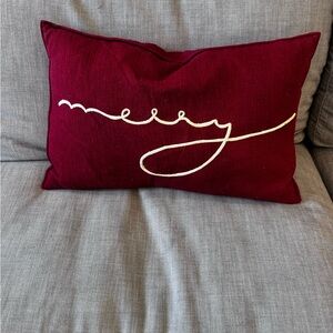 Pottery Barn Merry Lumbar red pillow